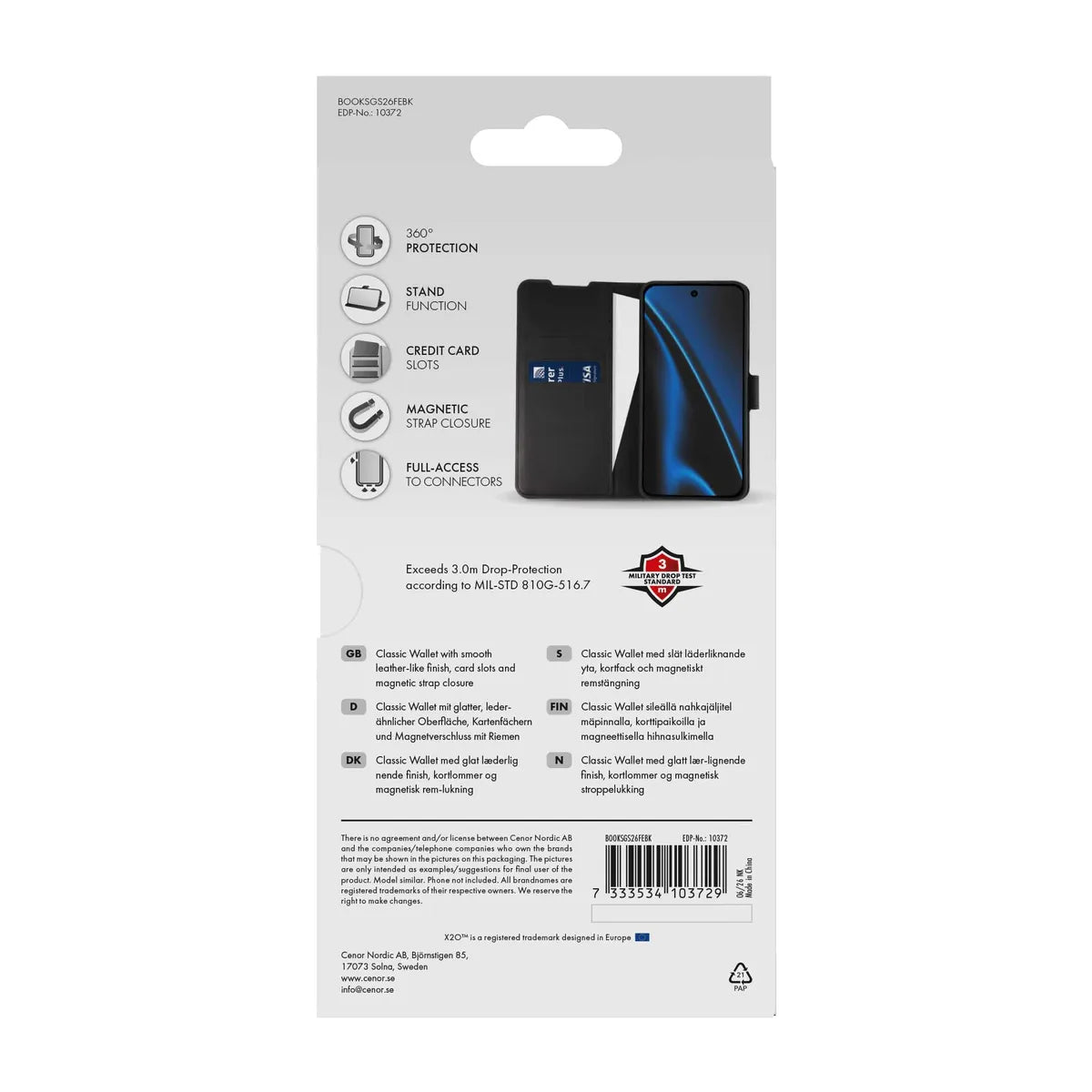 X2O Samsung Galaxy S26 FE Etui Classic Wallet Sort