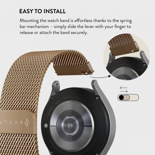 Burga Samsung Galaxy Watch 20mm Rem Metal Mesh Guld