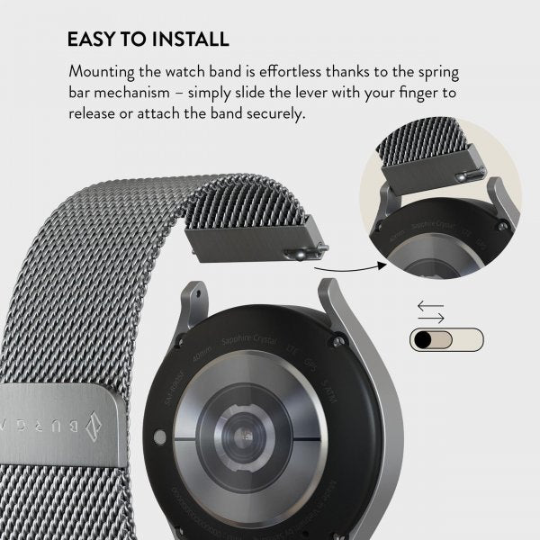 Burga Samsung Galaxy Watch 20mm Rem Metal Mesh Sølv