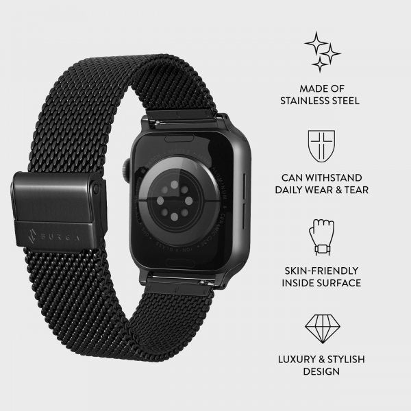 Burga Apple Watch 38/40/41/42mm Armbånd Mesh Elegance Sort