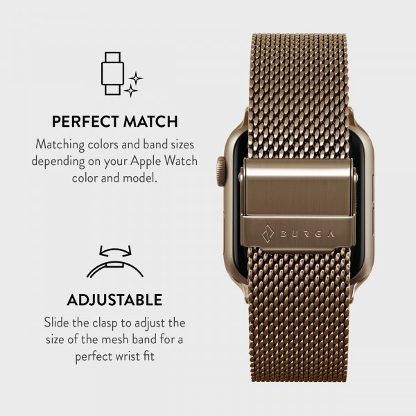 Burga Apple Watch 44/45/46mm/Ultra 49mm Rem Mesh Elegance Guld