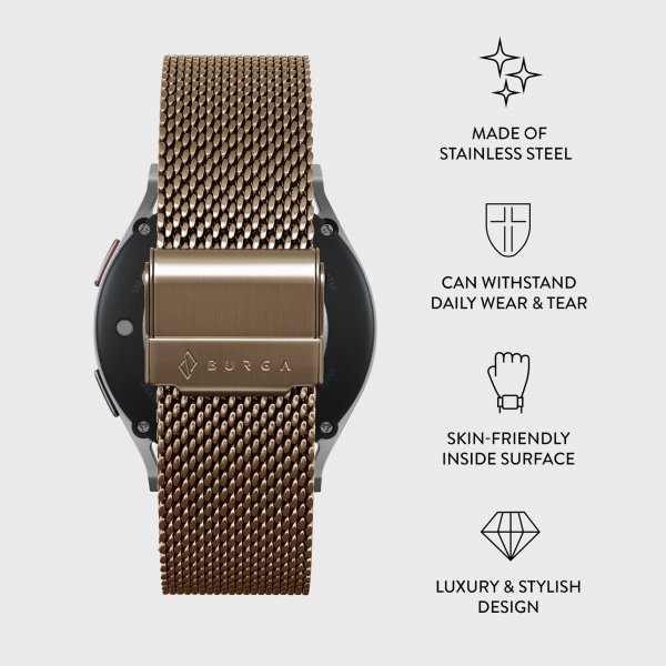 Burga Samsung Galaxy Watch 22mm Rem Mesh Elegance Guld