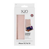 X2O iPhone 13/14/15 Etui Classic Wallet Roseguld
