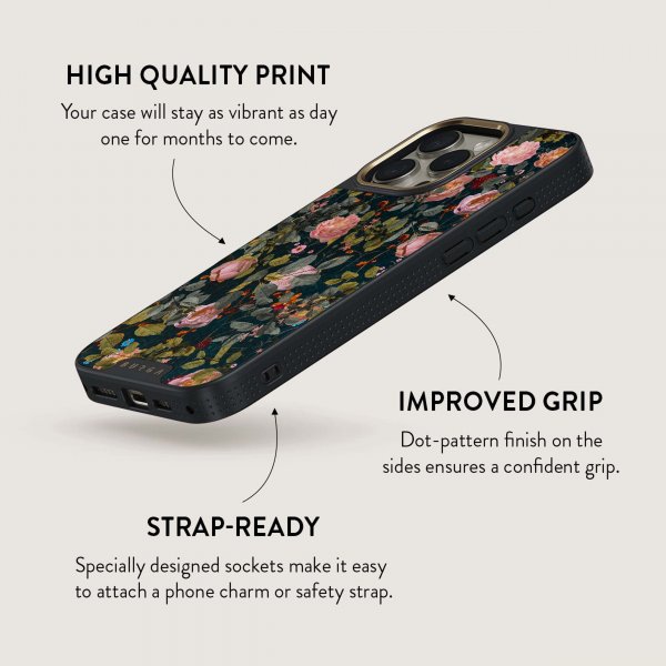 Burga iPhone 15 Plus Cover Elite Dark MagSafe Bloomy Garden