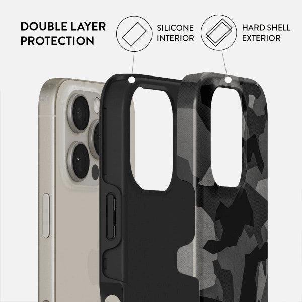 Burga iPhone 15 Cover Tough Night Black Camo