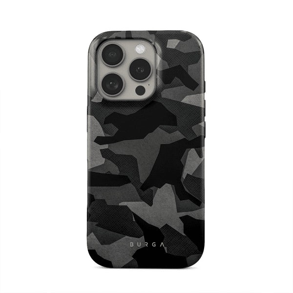 Burga iPhone 15 Cover Tough MagSafe Night Black Camouflage