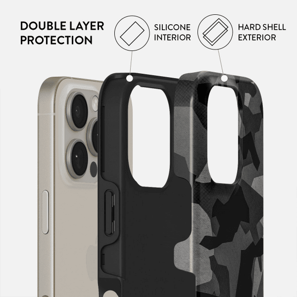 Burga iPhone 16 Cover Tough MagSafe Night Black Camouflage