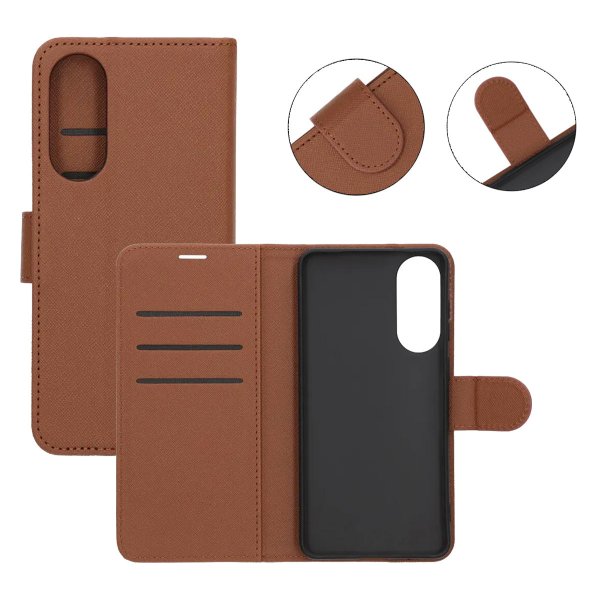 Samsung Galaxy S25 Edge Etui med Kortlomme Standerfunktion Brun