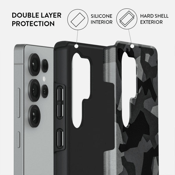 Burga Samsung Galaxy S25 Cover Tough Night Black Camo