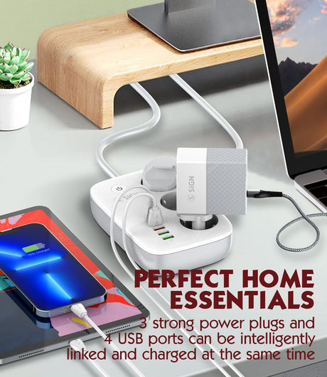 SiGN Smart WiFi 3-vejs Stikdåse 30W USB-A/USB-C 1,5m