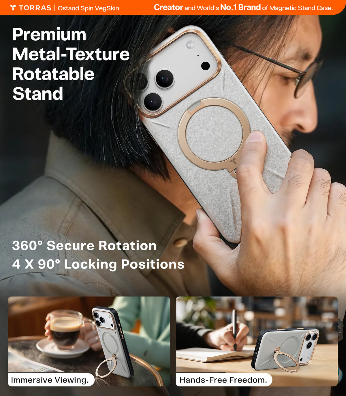 Torras iPhone 17 Pro Max Cover Ostand Q3 Vegskin Pearl Gray