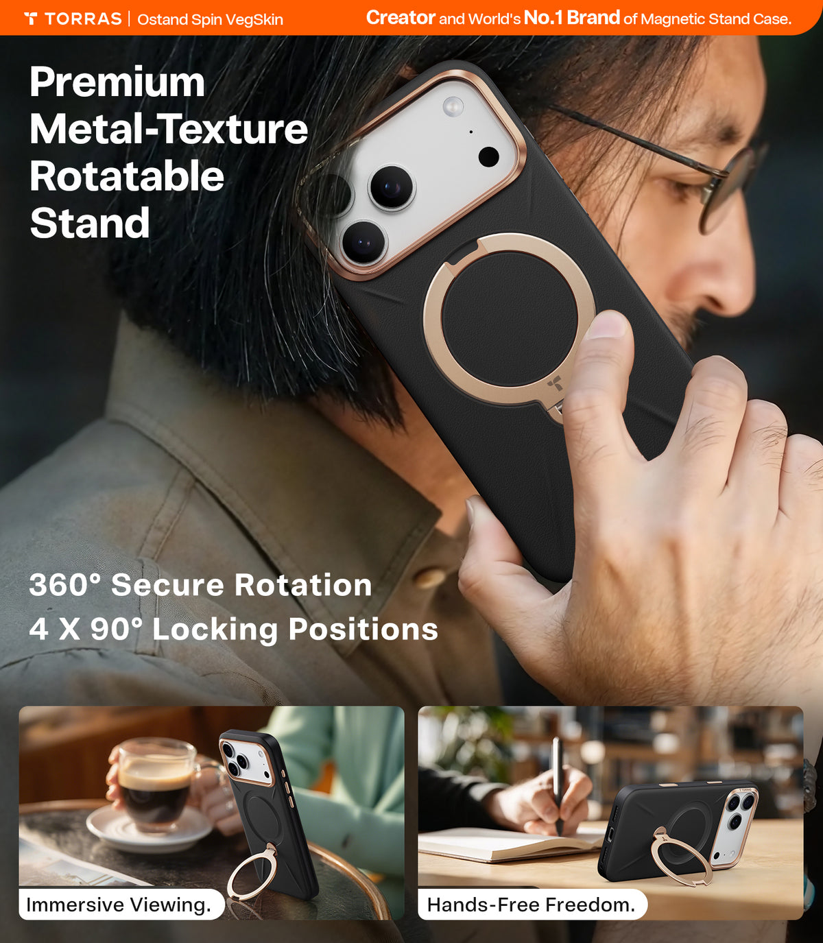 Torras iPhone 17 Pro Cover Ostand Q3 Vegskin Obsidian Black