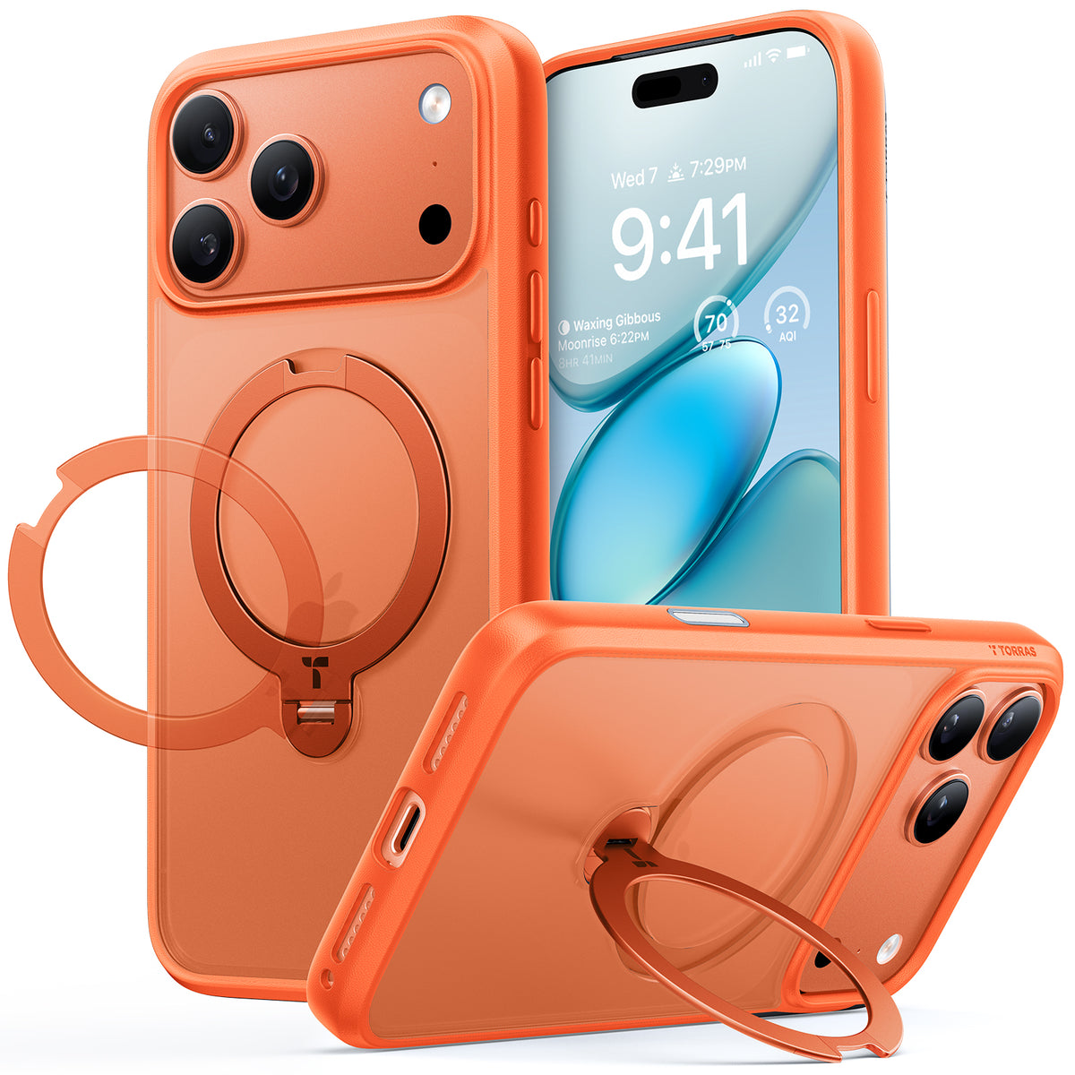 Torras iPhone 17 Pro Cover Ostand Q3 Spin Energy Orange