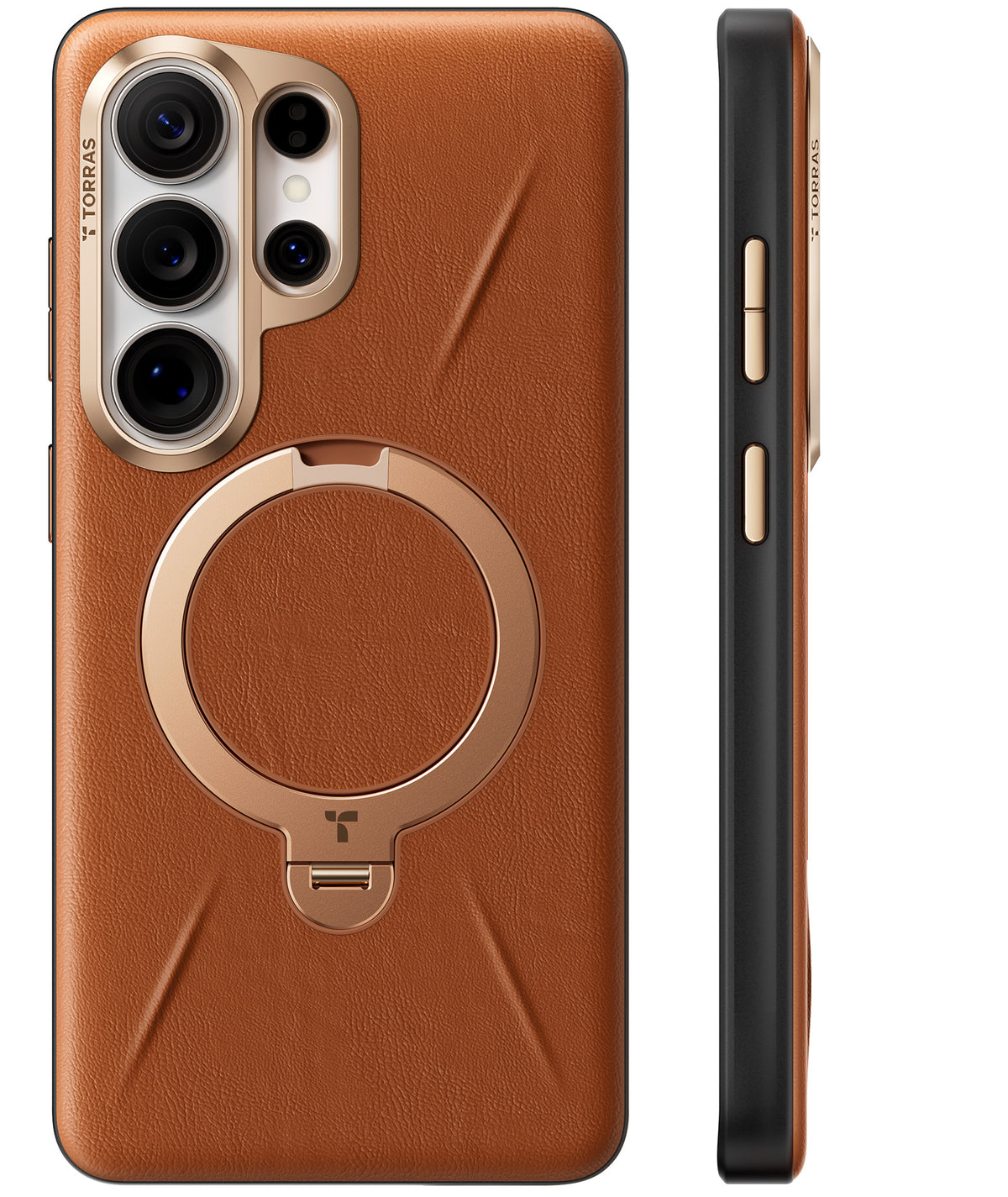Torras Samsung Galaxy S26 Ultra Cover Ostand Q3 Vegskin Amber Brown