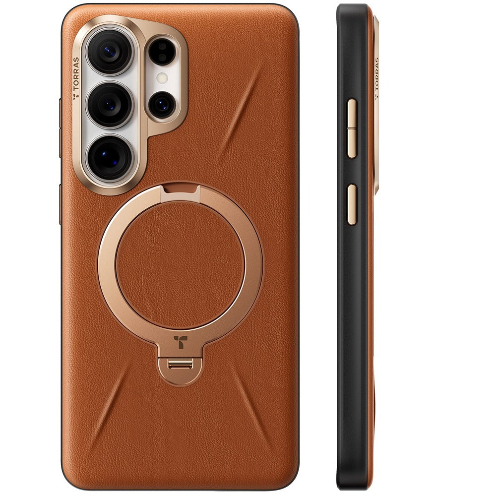 Torras Samsung Galaxy S26 Ultra Cover Ostand Q3 Vegskin Amber Brown