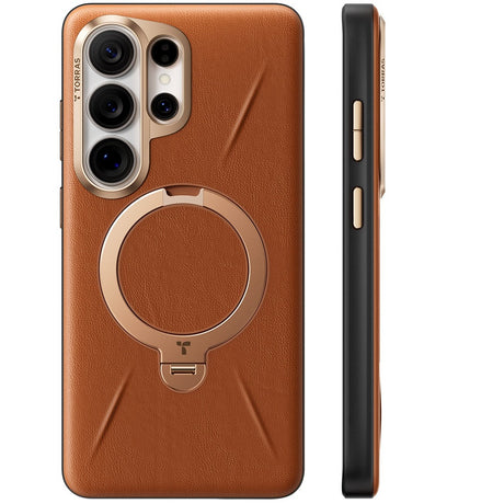 Torras Samsung Galaxy S26 Ultra Cover Ostand Q3 Vegskin Amber Brown
