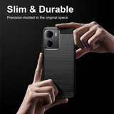 Xiaomi Redmi A7 Pro Cover Børstet Kulfiber Tekstur Sort