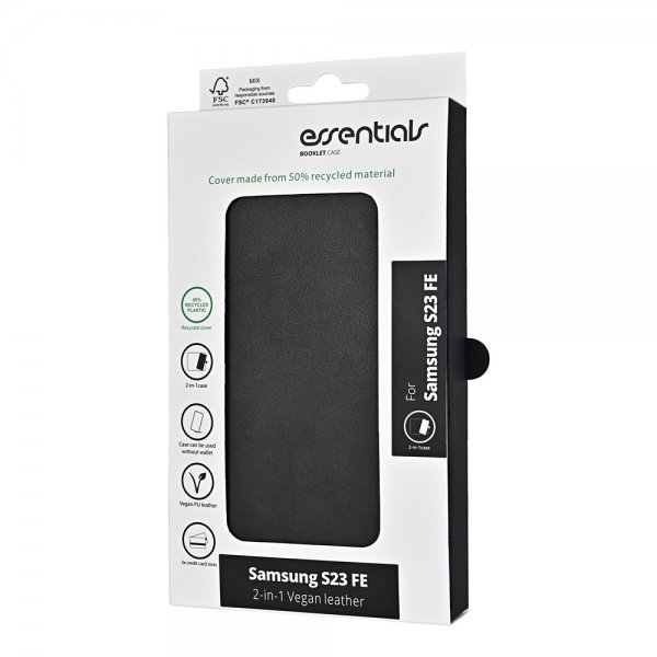 Essentials Samsung Galaxy S23 FE Etui 2-i-1 Vegansk Læder Sort