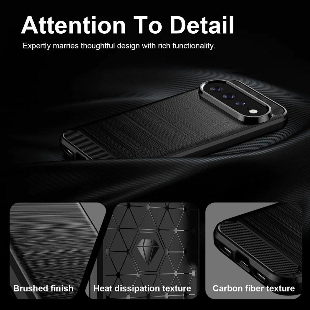Google Pixel 11 Pro XL Cover Børstet Kolfibertekstur Sort