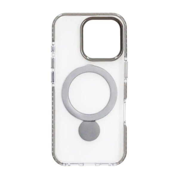 iPhone 16 Pro Max Cover Ringstativ MagSafe Grå Transparent