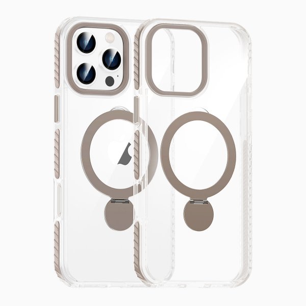iPhone 16 Pro Max Cover Ringstativ MagSafe Grå Transparent