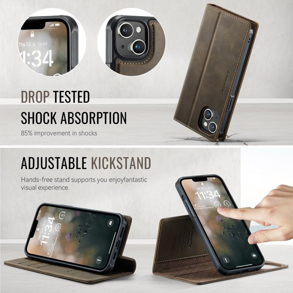 CaseMe iPhone 15 Etui C49 Series Brun