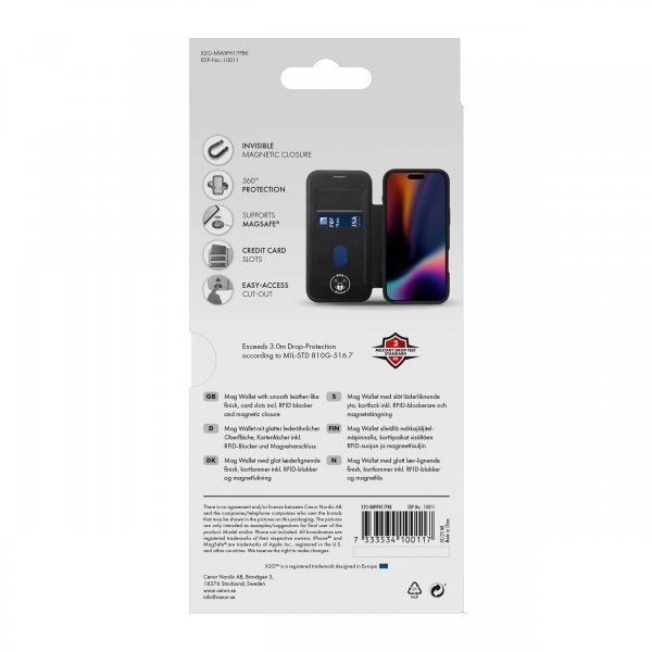 X2O iPhone 17 Pro Etui Mag Wallet Sort