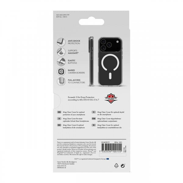 X2O iPhone 17 Pro Cover Mag Clear Transparent