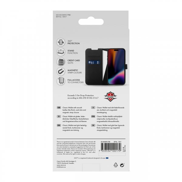 X2O iPhone 17 Pro Etui Classic Wallet Sort