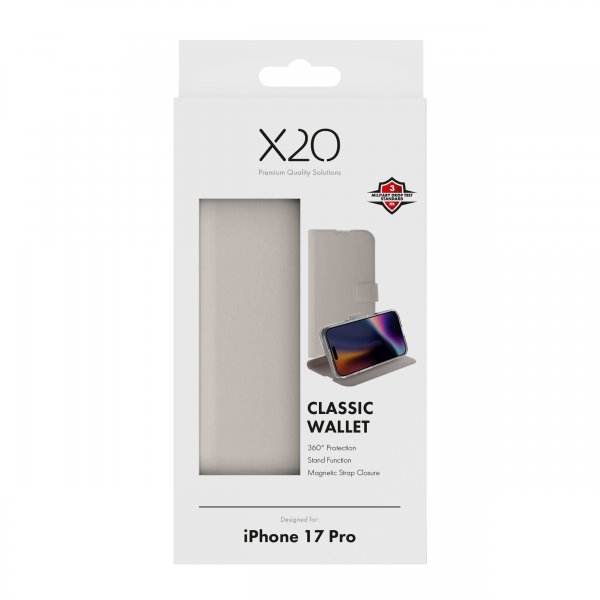 X2O iPhone 17 Pro Etui Classic Wallet Greige