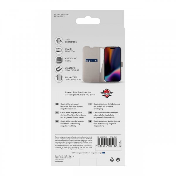 X2O iPhone 17 Pro Etui Classic Wallet Greige