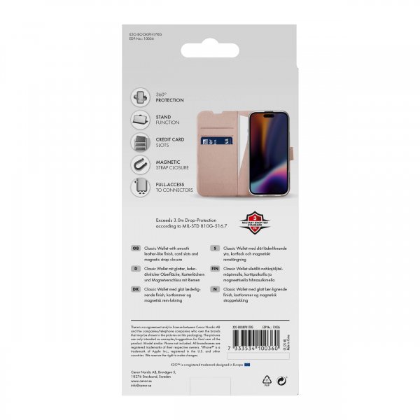 X2O iPhone 17 Etui Classic Wallet Rosaguld