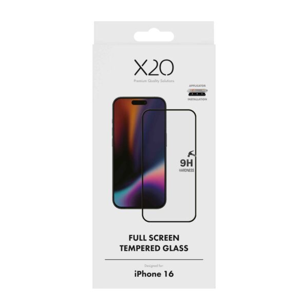 X2O iPhone 16 Skærmbeskyttelse Fuld Skærm