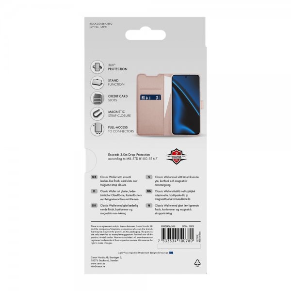 X2O Samsung Galaxy A36/Galaxy A56 Etui Classic Wallet Rosaguld
