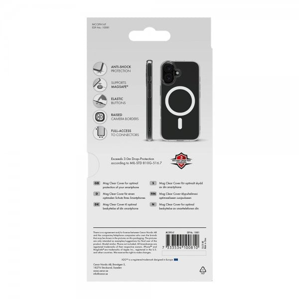 X2O iPhone 16 Cover Mag Clear Transparent