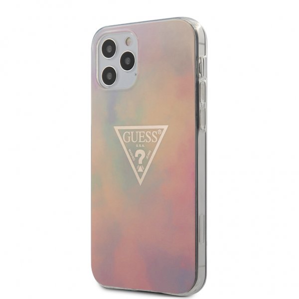 Guess iPhone 12 Pro Max Cover Gold Triangle Rosa