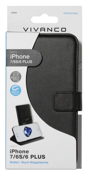 Vivanco iPhone 6/6S Plus/iPhone 7 Plus/iPhone 8 Plus Etui Classic Wallet Sort