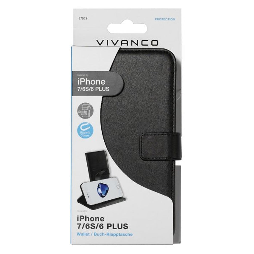 Vivanco iPhone 6/6S Plus/iPhone 7 Plus/iPhone 8 Plus Etui Classic Wallet Sort