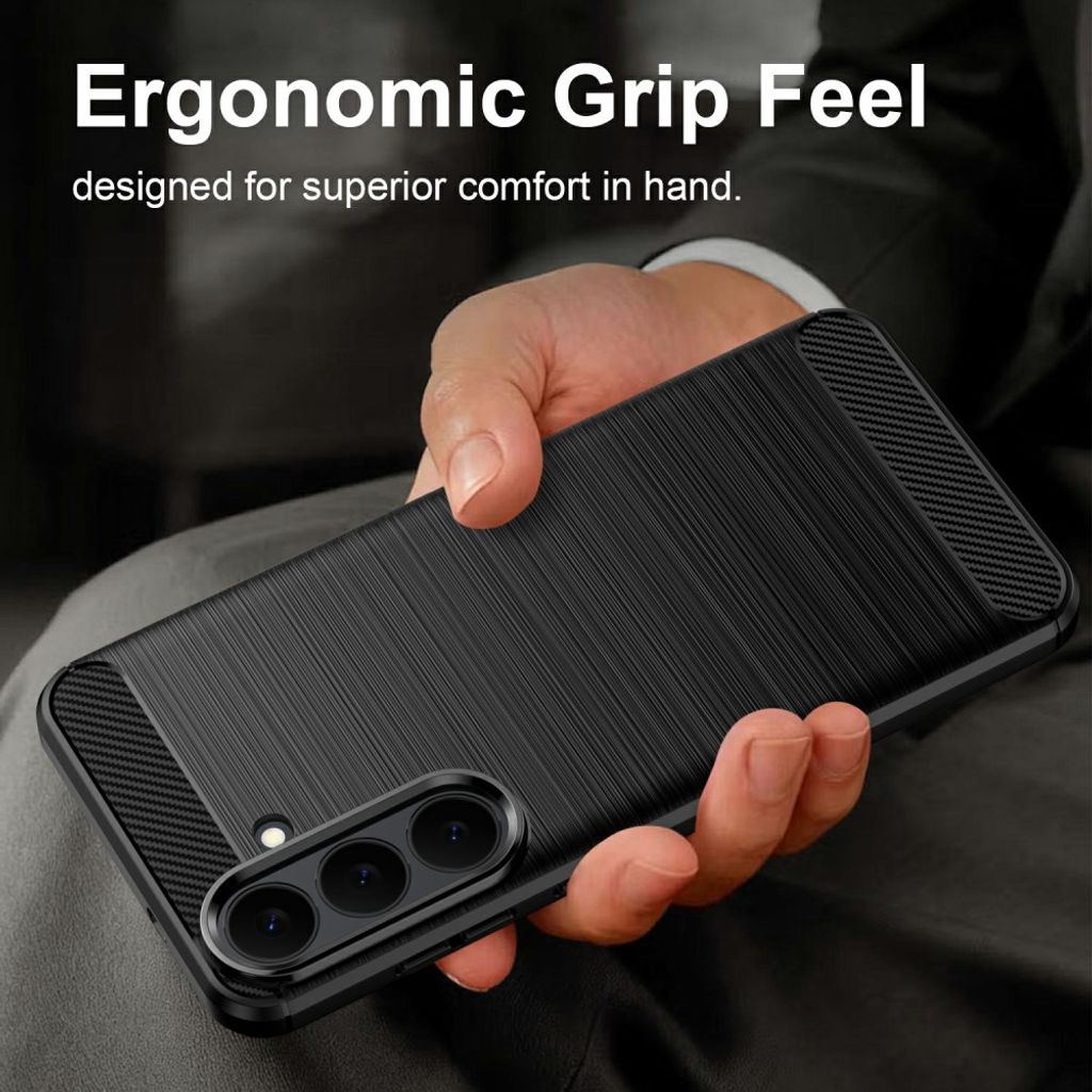 Samsung Galaxy S26 FE Cover Borstad Kolfibertextur Sort