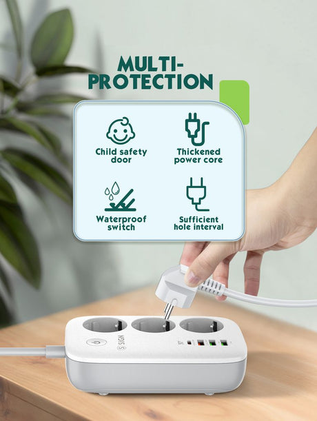 SiGN Smart WiFi 3-vejs Stikdåse 30W USB-A/USB-C 1,5m