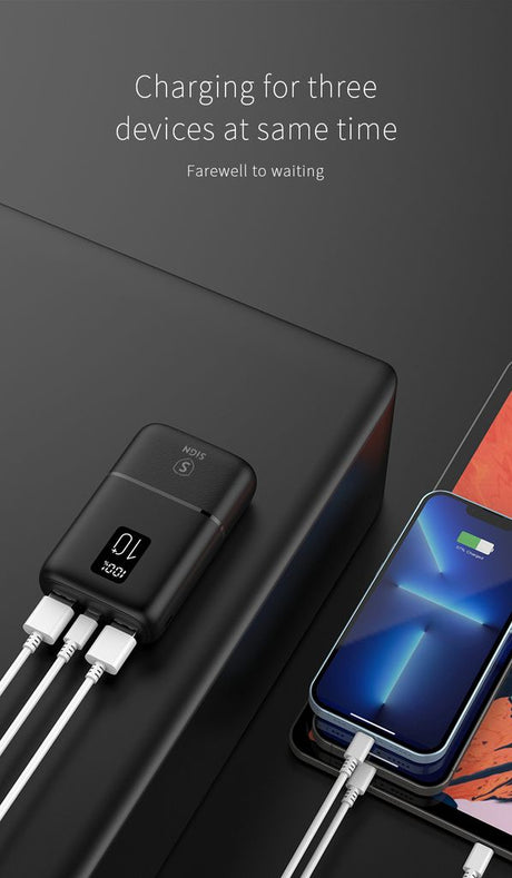 SiGN Mini Powerbank med Display 10 000mAh Sort