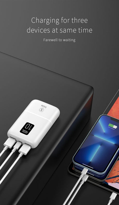 SiGN Mini Powerbank med Display 10 000mAh Hvid