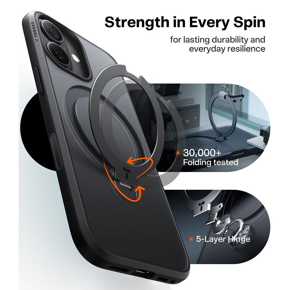 Torras iPhone 17 Cover Ostand Q3 Spin Obsidian Black