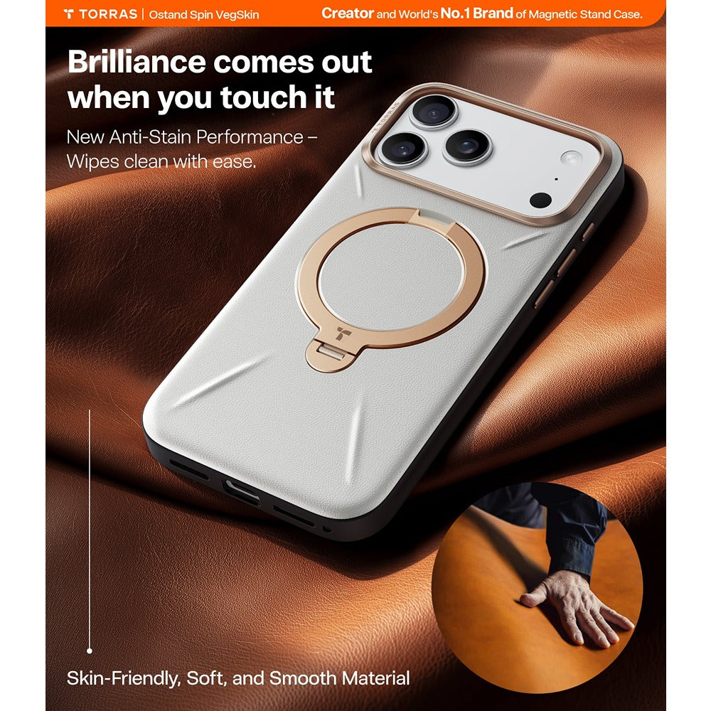 Torras iPhone 17 Pro Cover Ostand Q3 Vegskin Pearl Gray