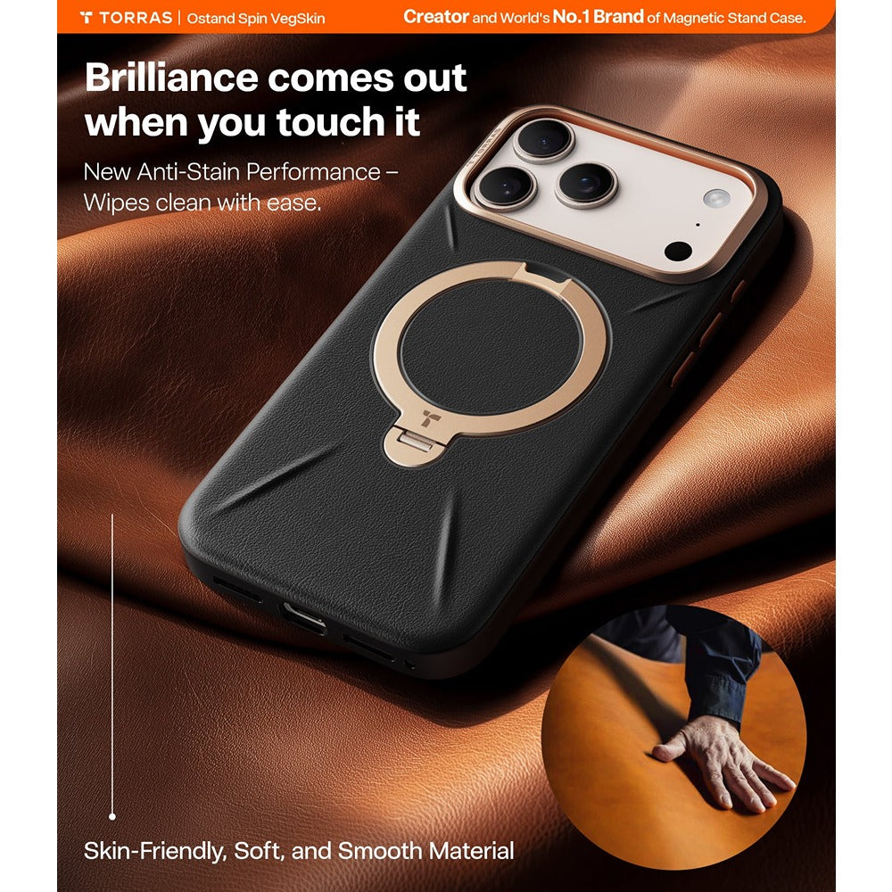 Torras iPhone 17 Pro Cover Ostand Q3 Vegskin Obsidian Black