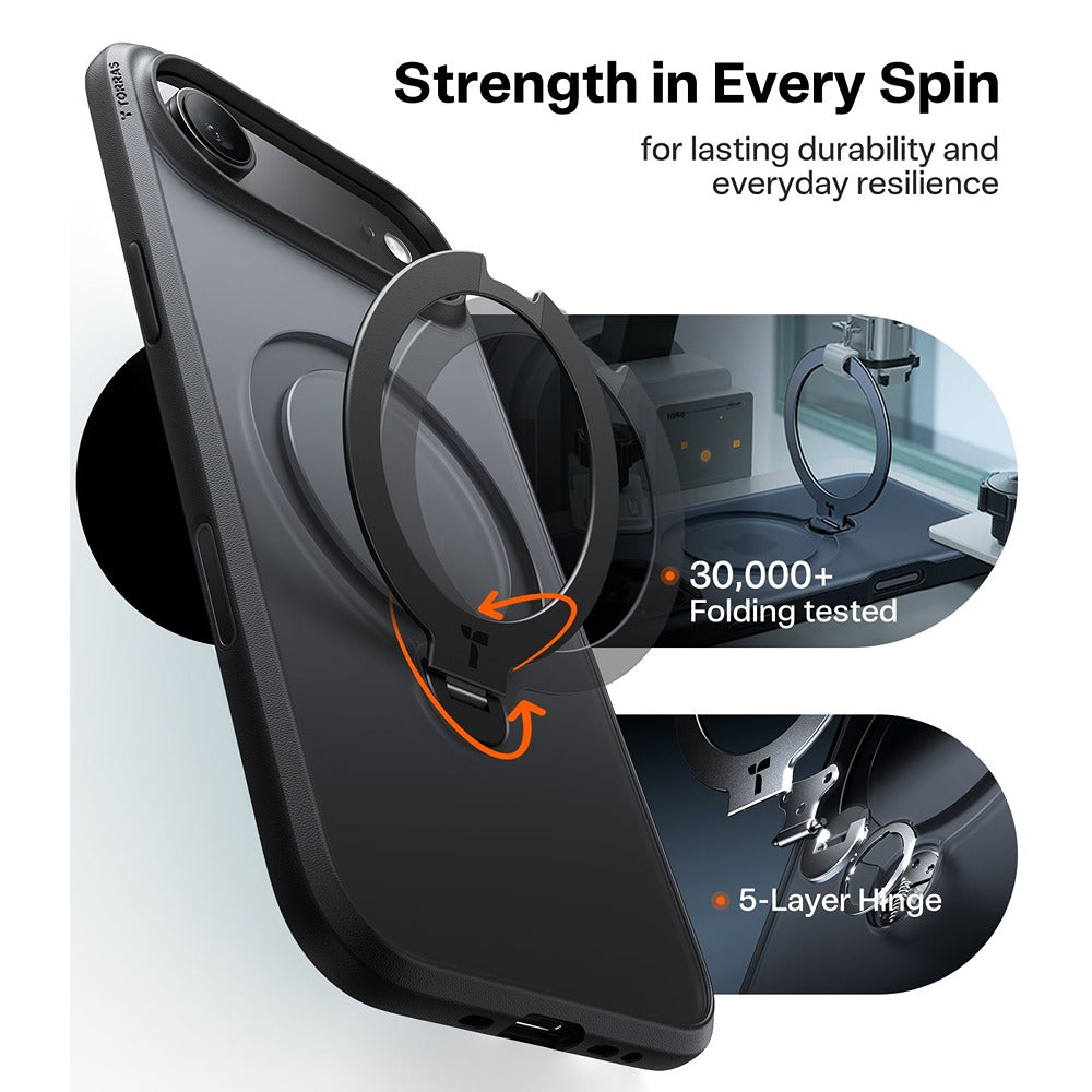 Torras iPhone Air Cover Ostand Q3 Spin Obsidian Black