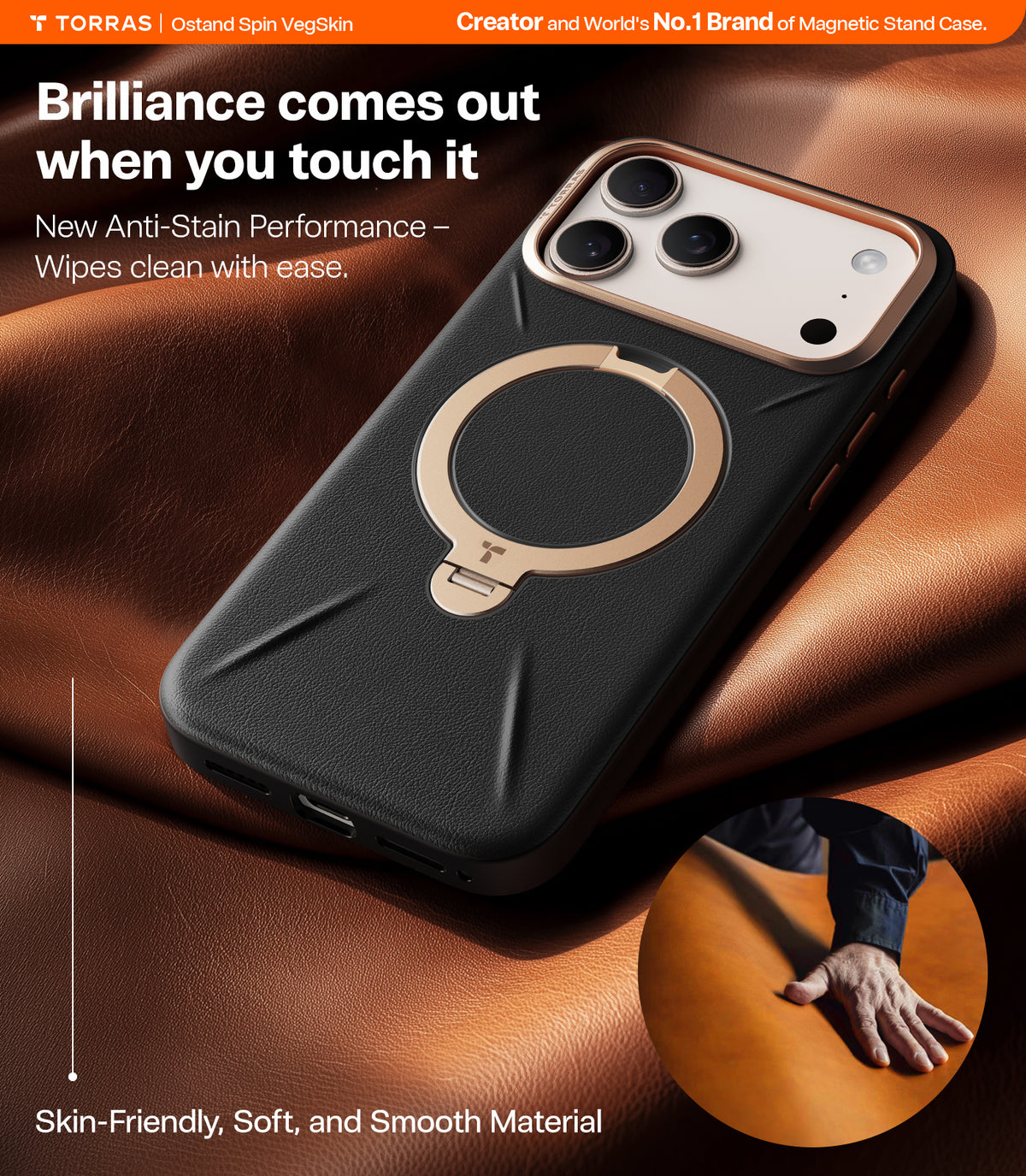 Torras iPhone 17 Pro Max Cover Ostand Q3 Vegskin Obsidian Black