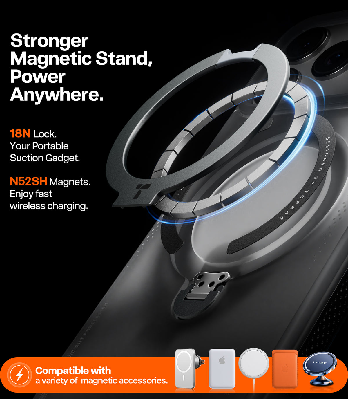 Torras iPhone 17 Pro Cover Ostand Q3 Air Shadow Black