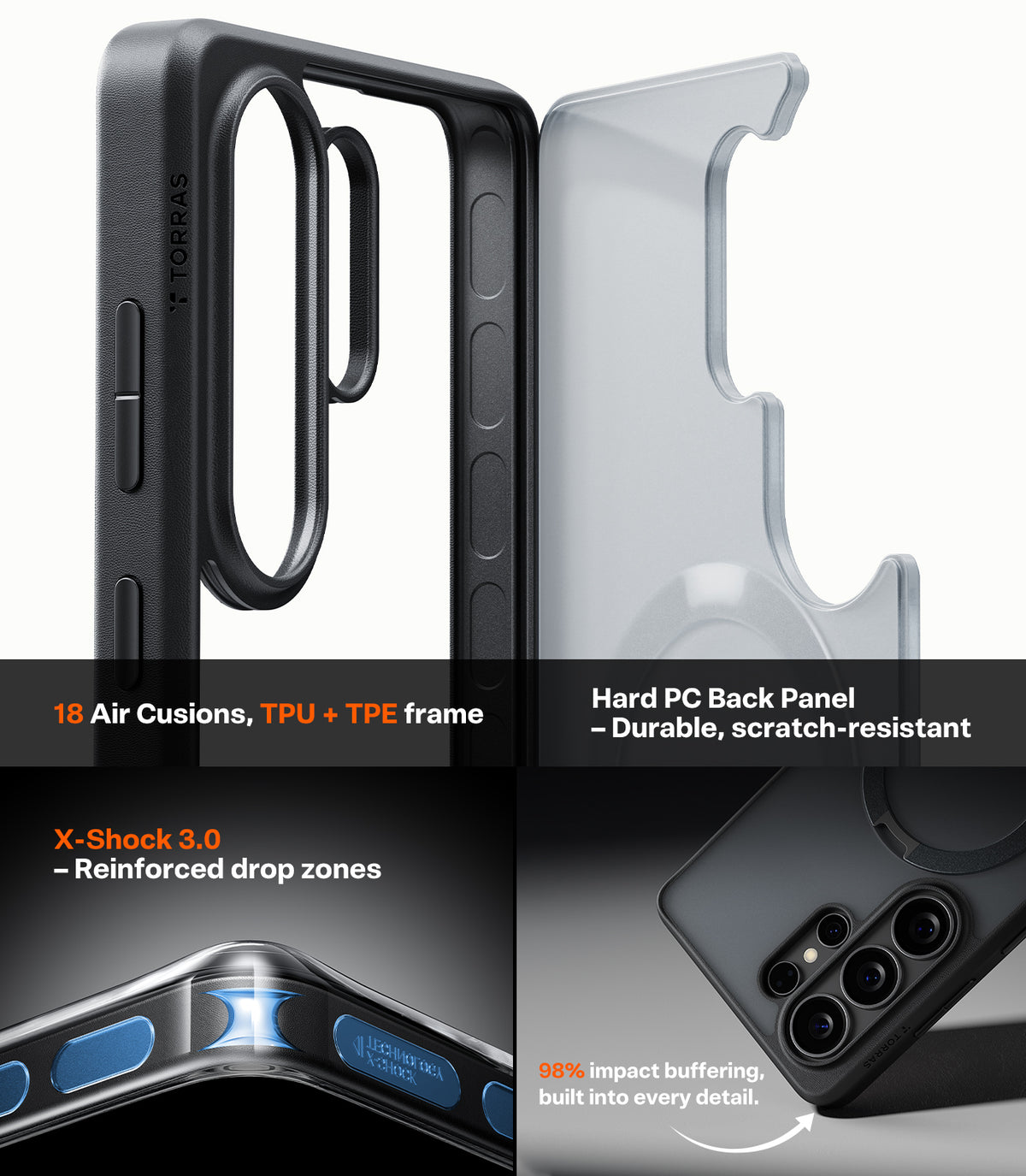 Torras Samsung Galaxy S26 Ultra Cover Ostand Q3 Spin Obsidian Black