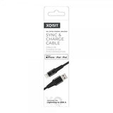 Xqisit Kabel Flettet USB-A til Lightning 2 m Sort